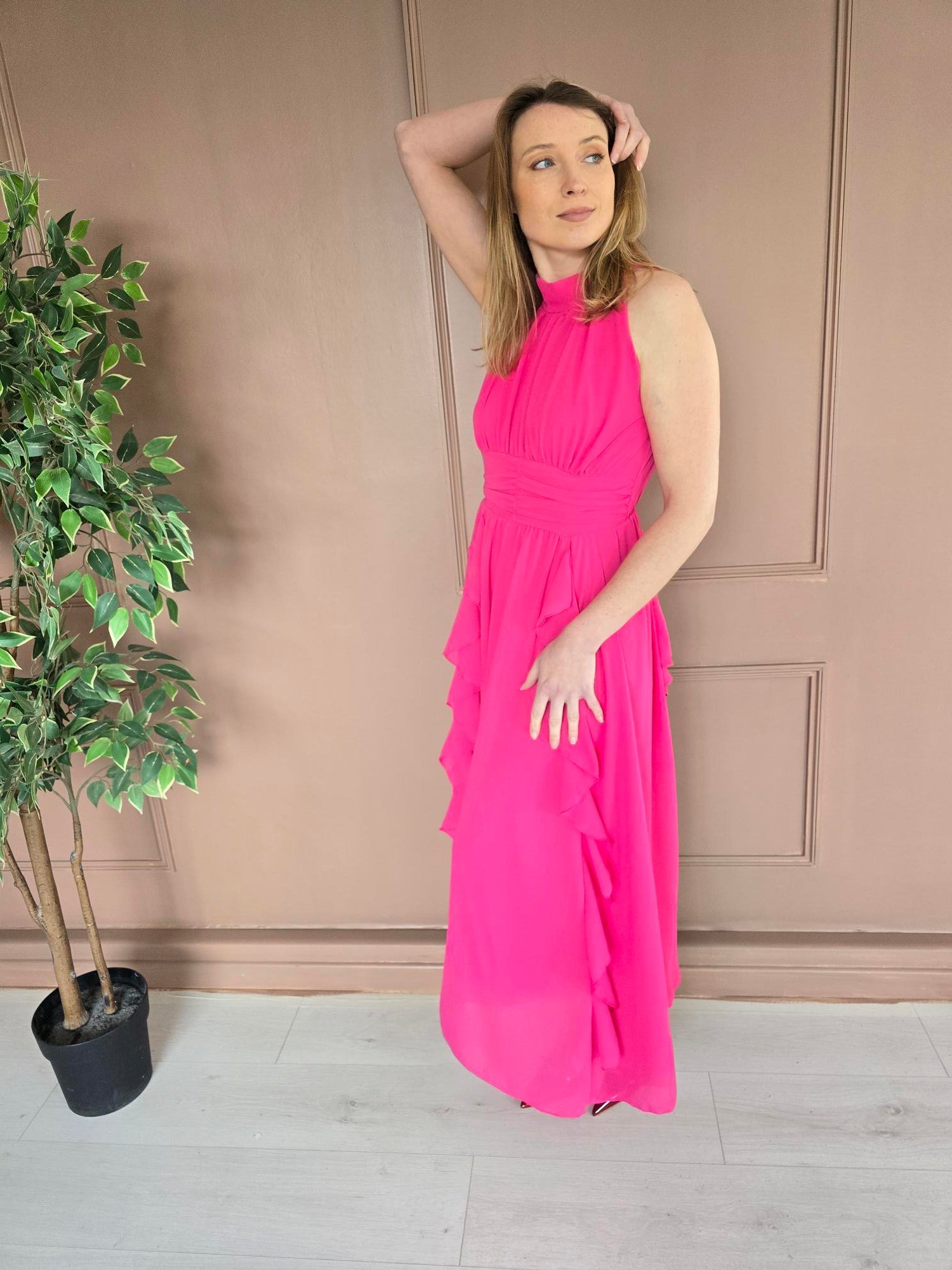 Robe longue multicolore vue de dos femme – La Chica