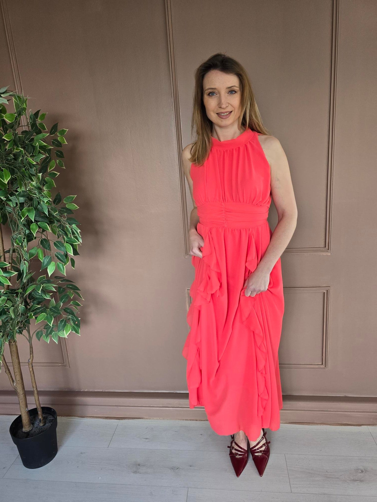 Robe longue multicolore vue de dos femme – La Chica