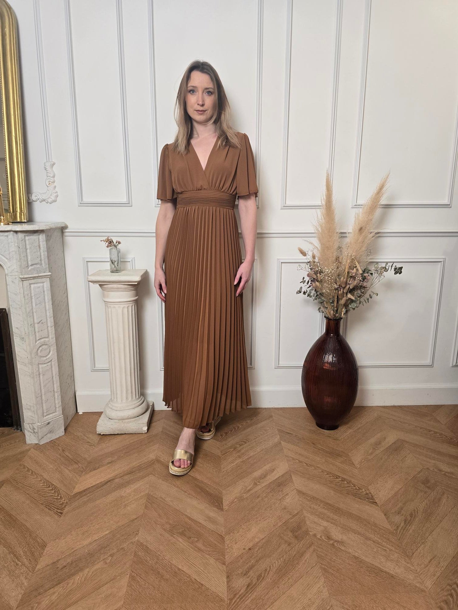 Robe longue camel vue de dos femme – La Chica