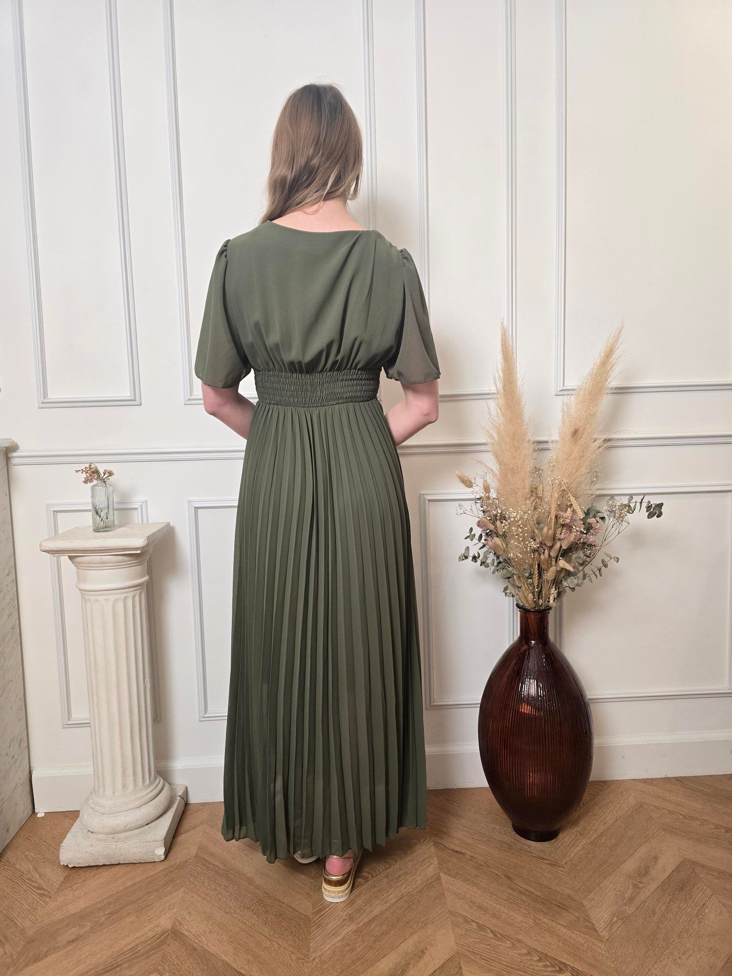 Robe longue vert forêt détail – La Chica