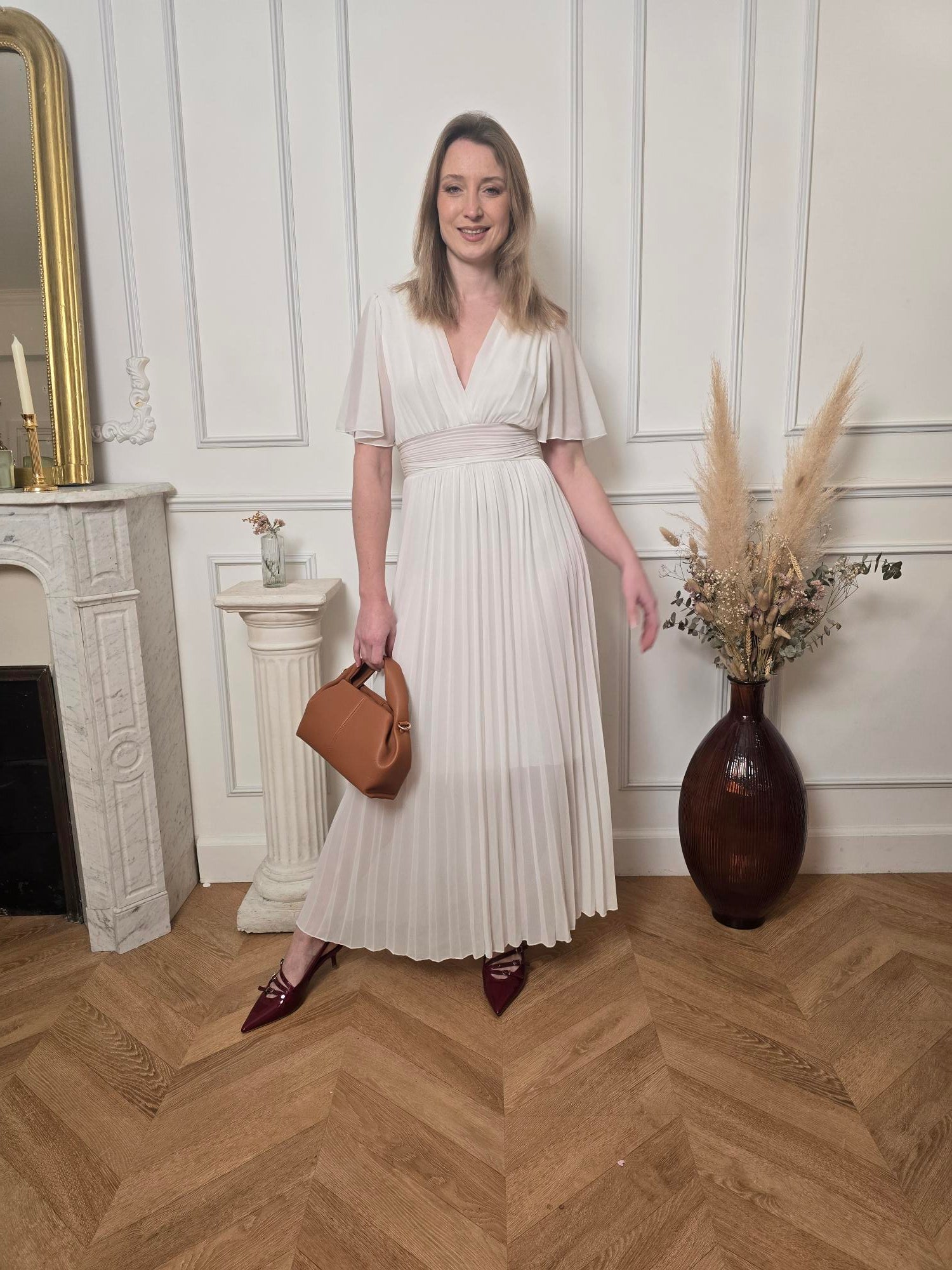 Robe longue blanc ivoire détail – La Chica