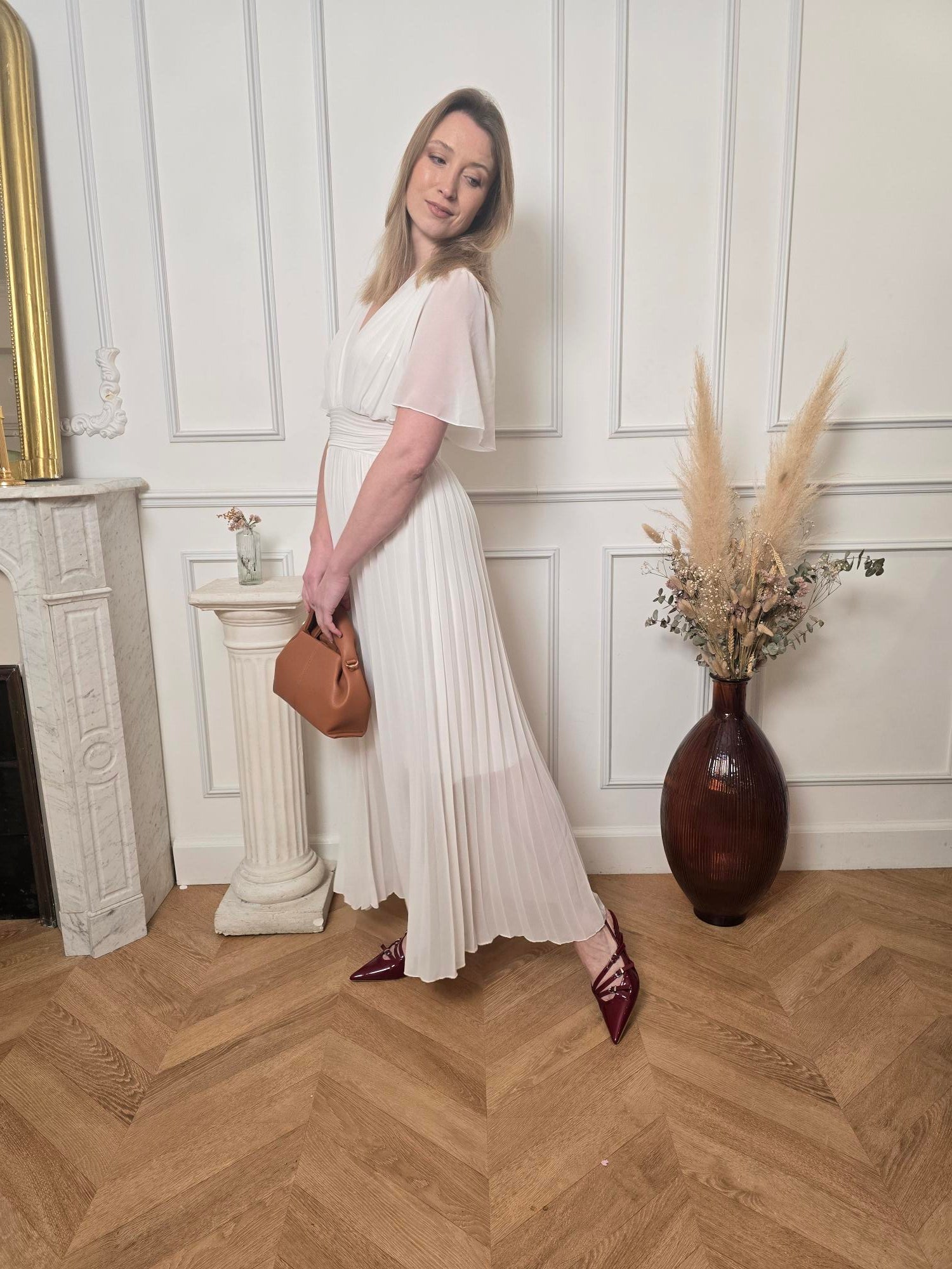 Robe longue blanc ivoire détail – La Chica