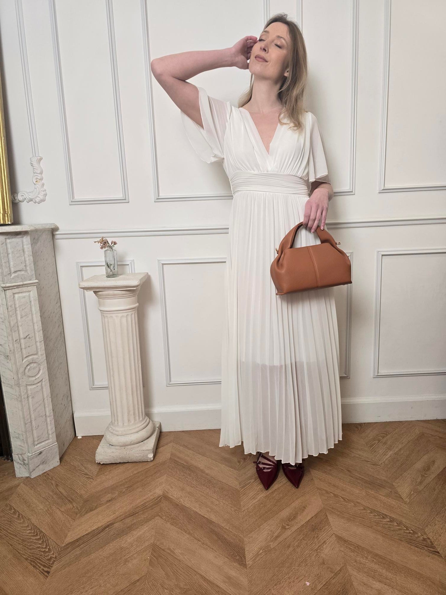 Robe longue blanc ivoire vue de dos femme – La Chica