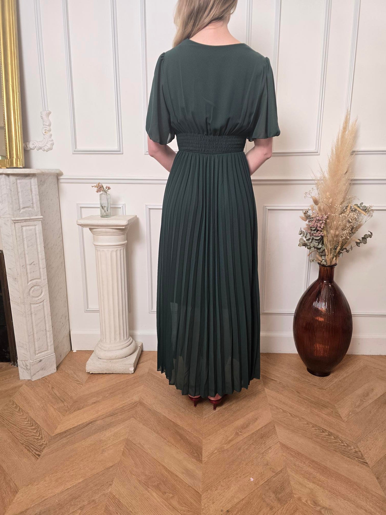 Robe longue vert forêt détail – La Chica