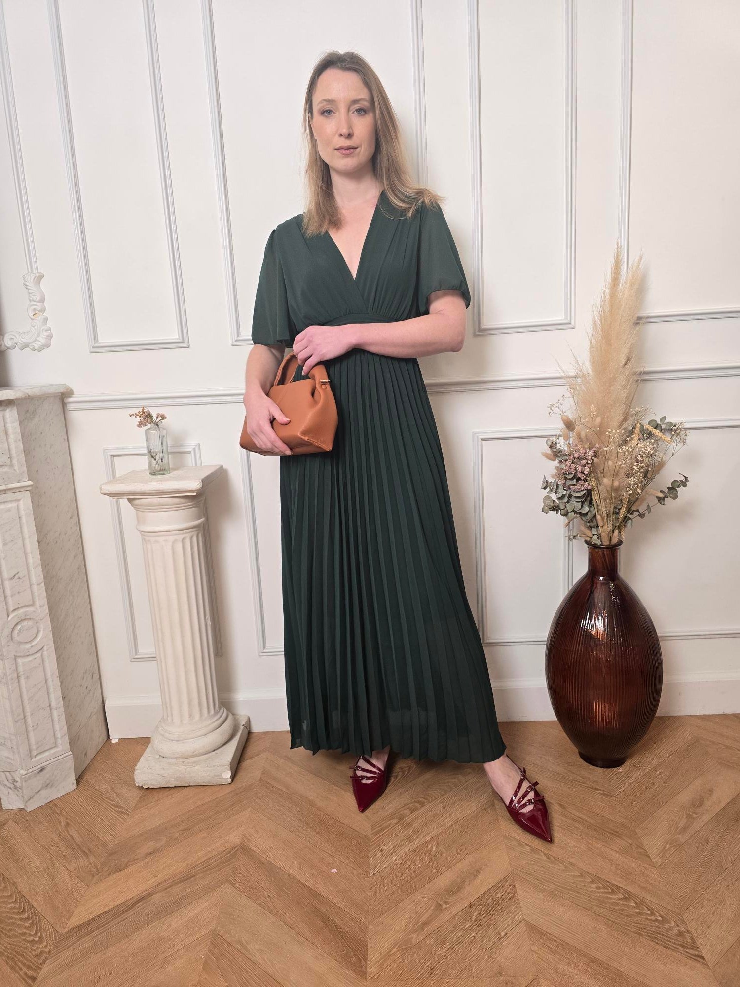 Robe longue vert forêt détail – La Chica