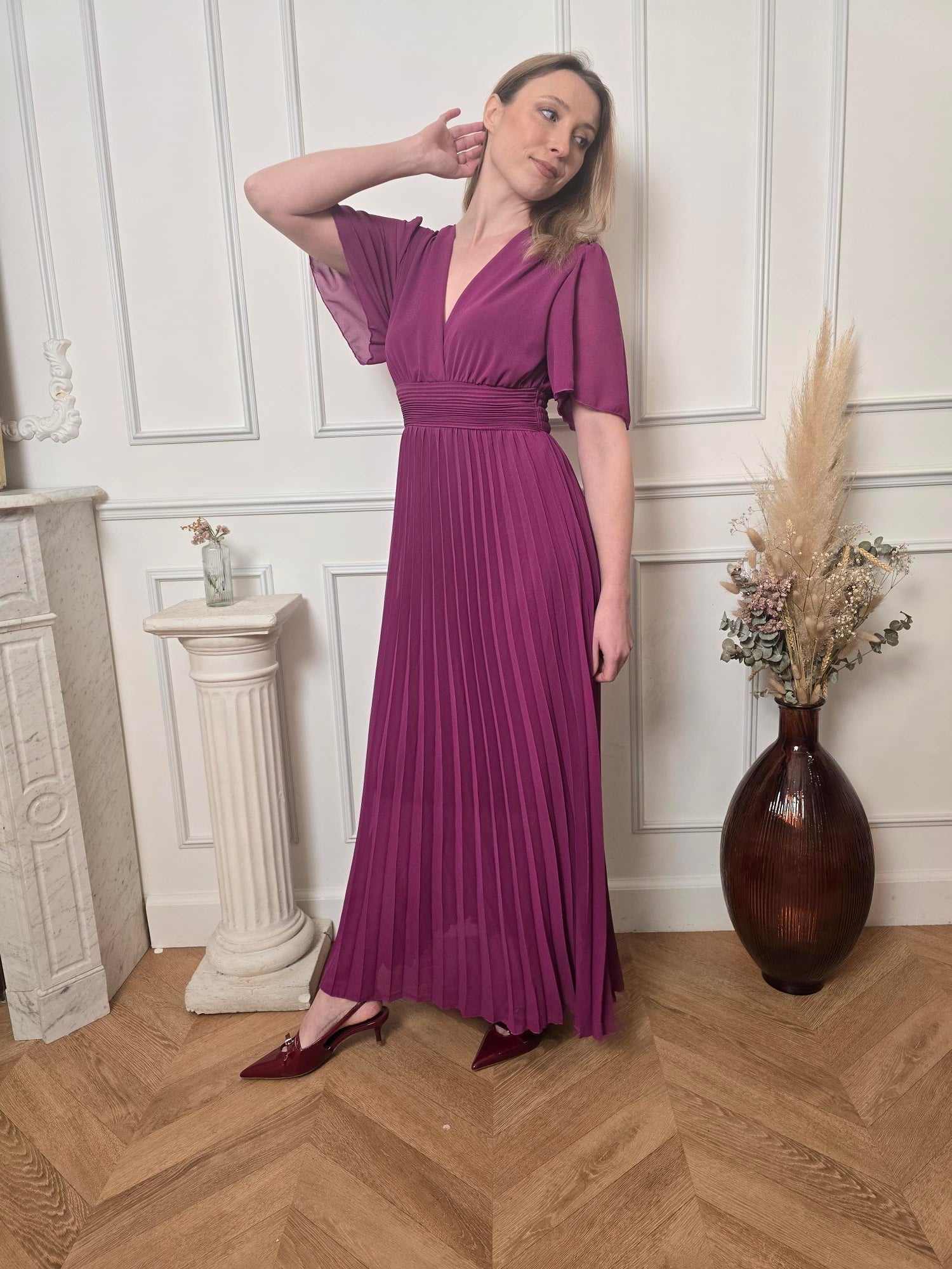 Robe longue prune détail – La Chica