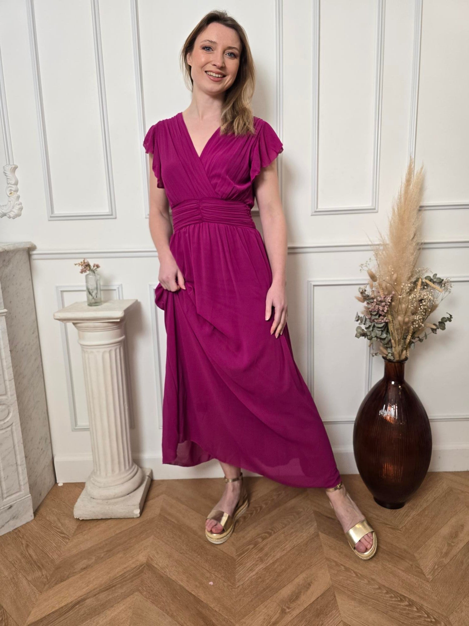 Robe longue fuchsia détail – La Chica