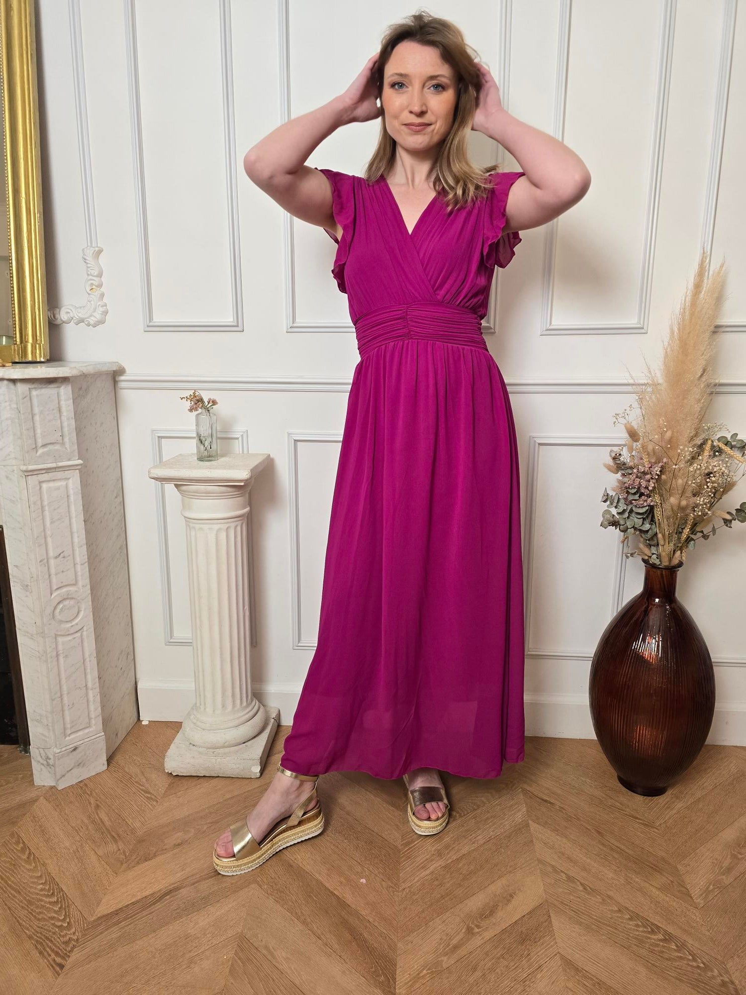 Robe longue fuchsia détail – La Chica