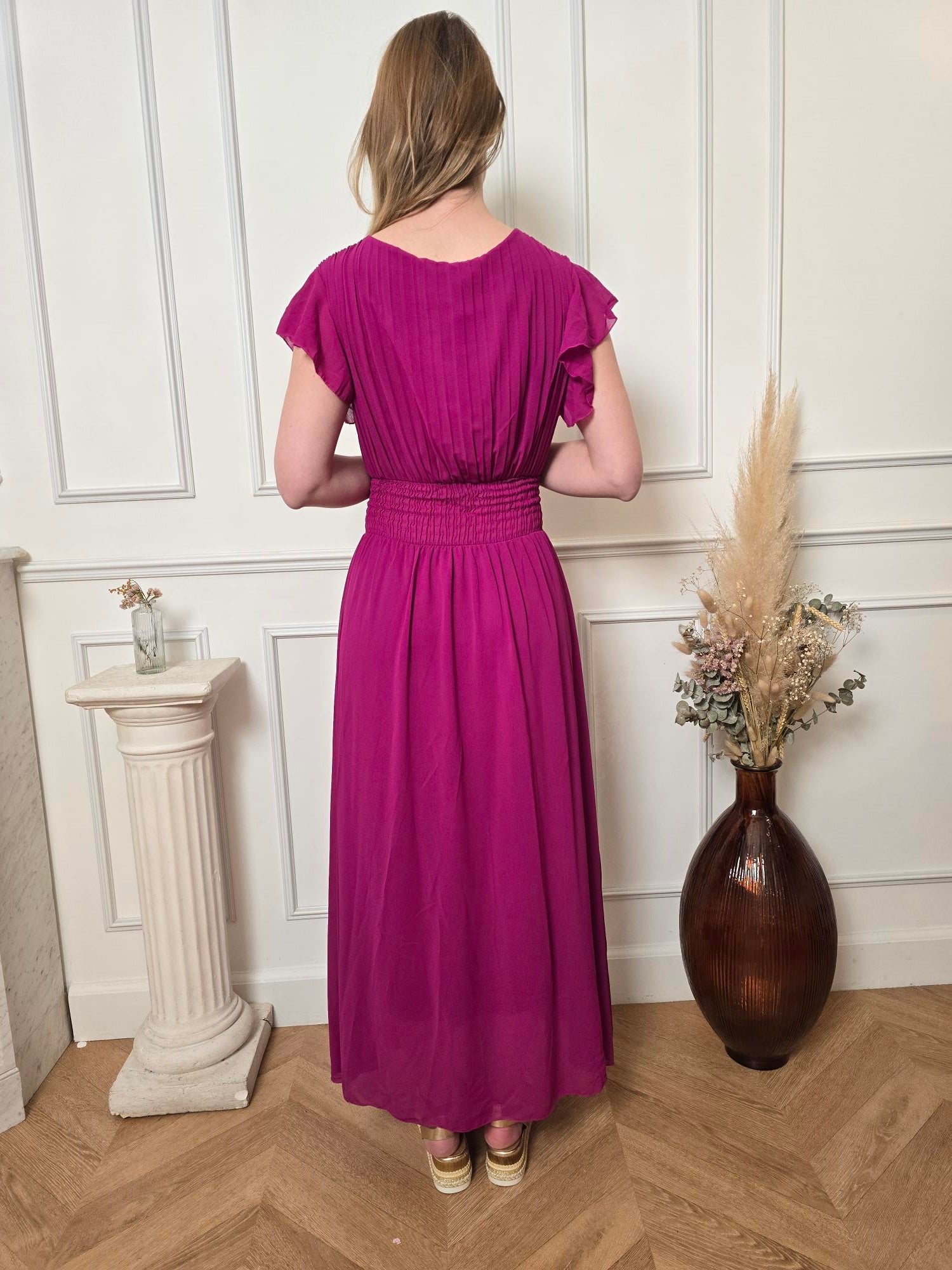 Robe longue fuchsia détail – La Chica