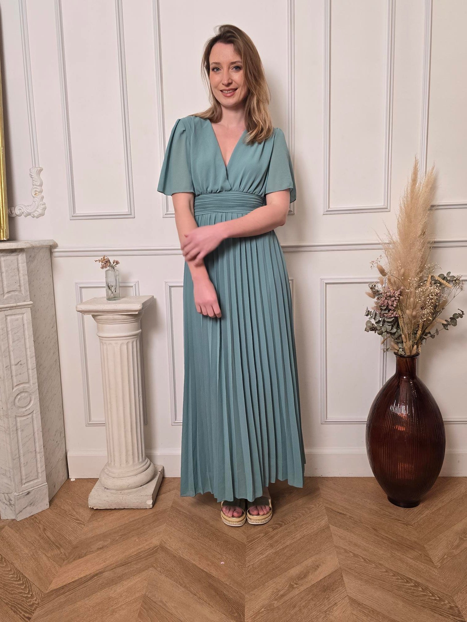 Robe longue vert d'eau femme – La Chica