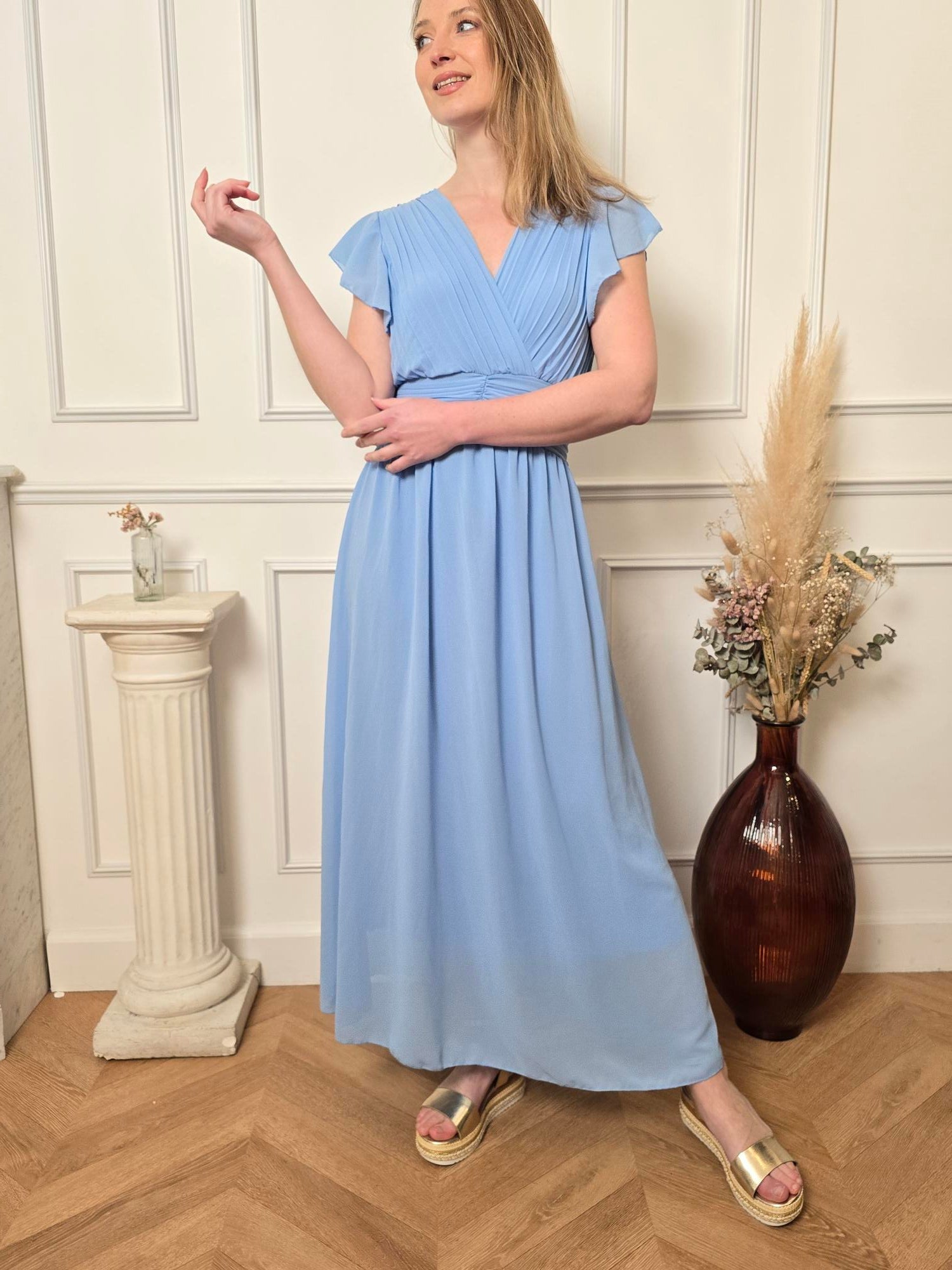 Robe longue bleu ciel femme – La Chica