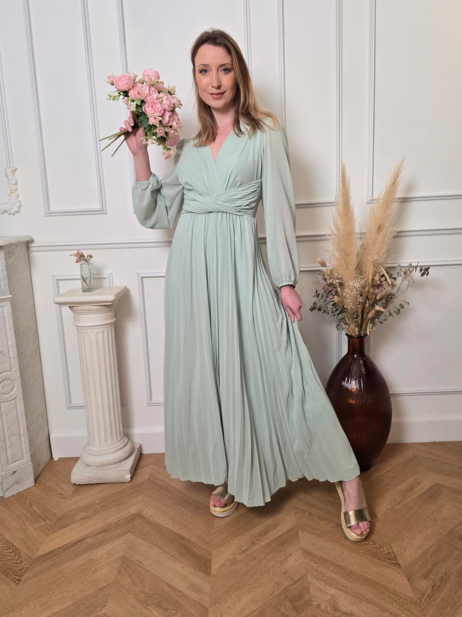 Robe longue vert menthe femme – La Chica