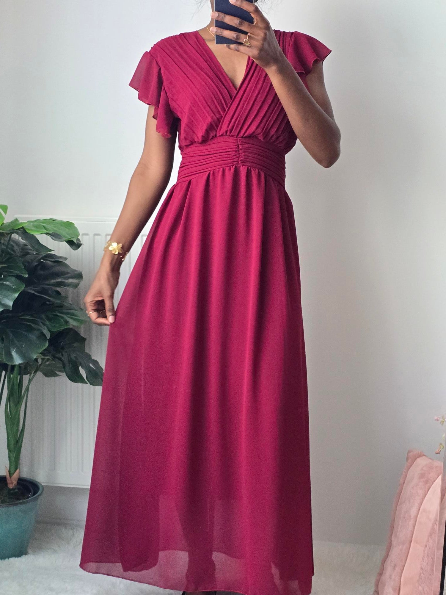 Robe longue fluide plissée ✦ Bordeaux La Chica