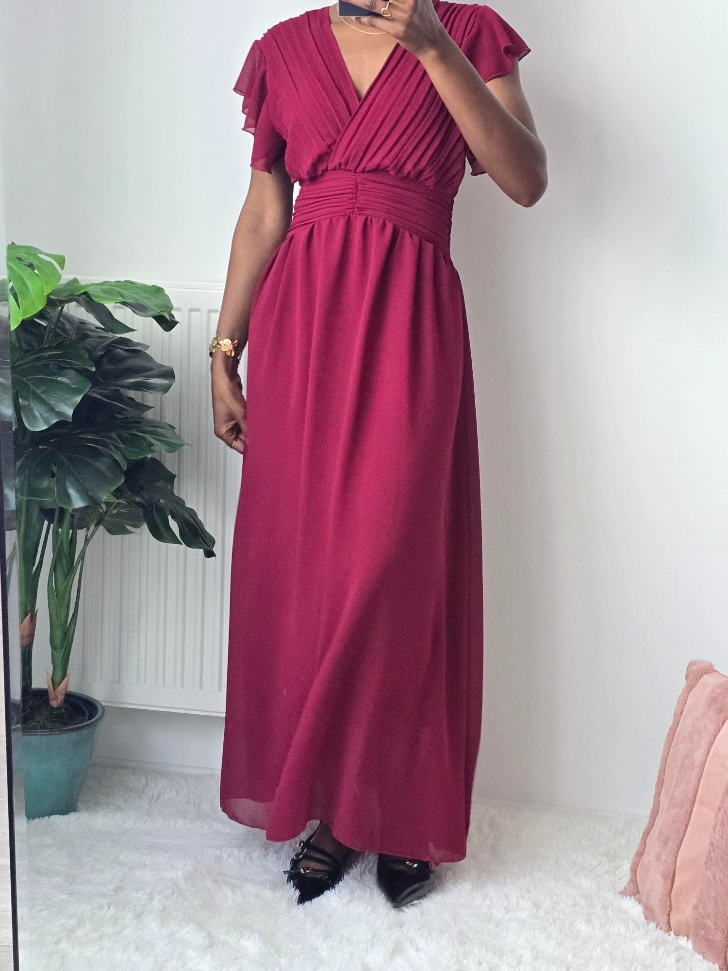 Robe longue fluide plissée ✦ Bordeaux La Chica