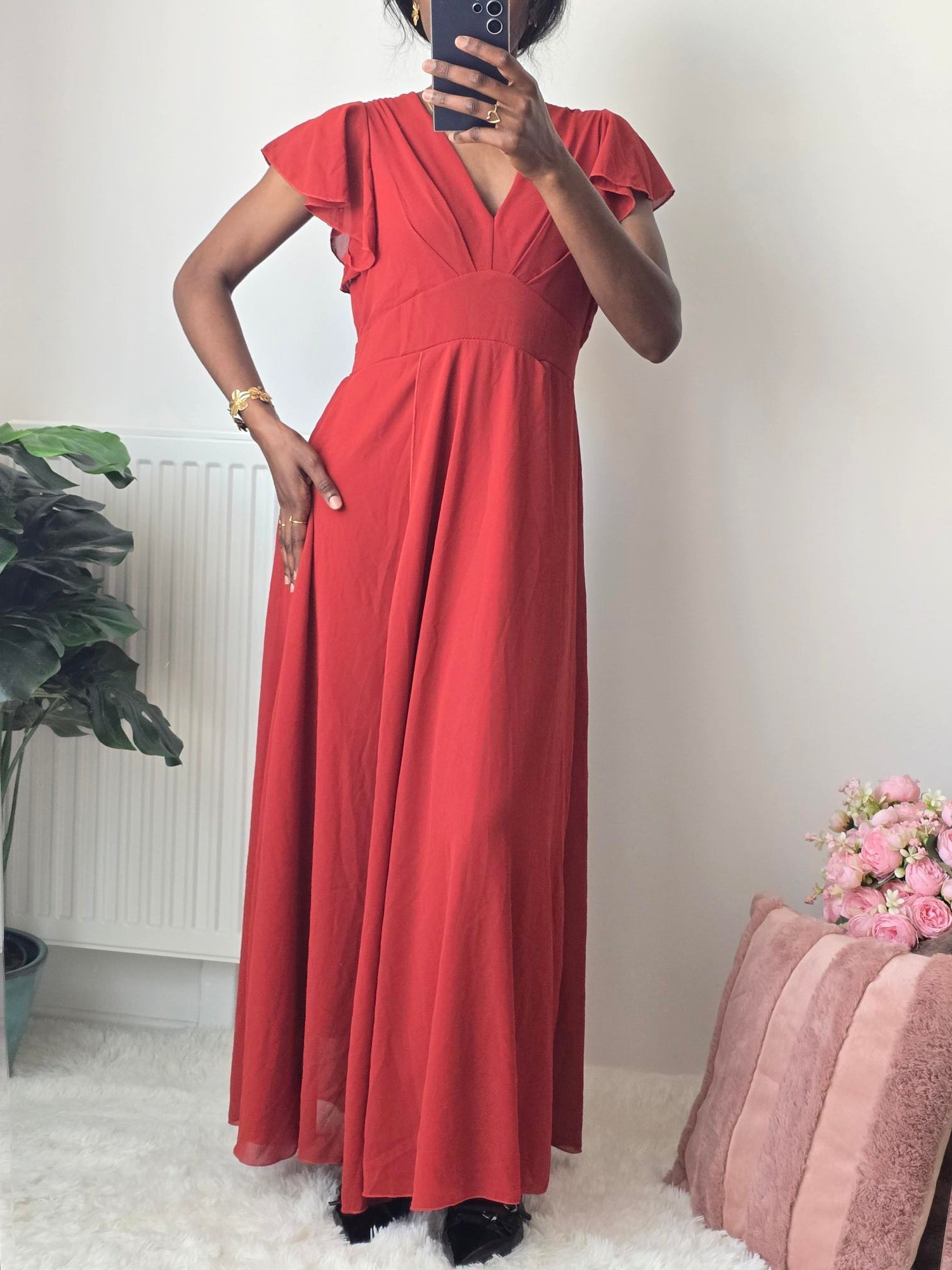 Robe longue terracotta plissée ✦ Élégance chaude et raffinement naturel La Chica
