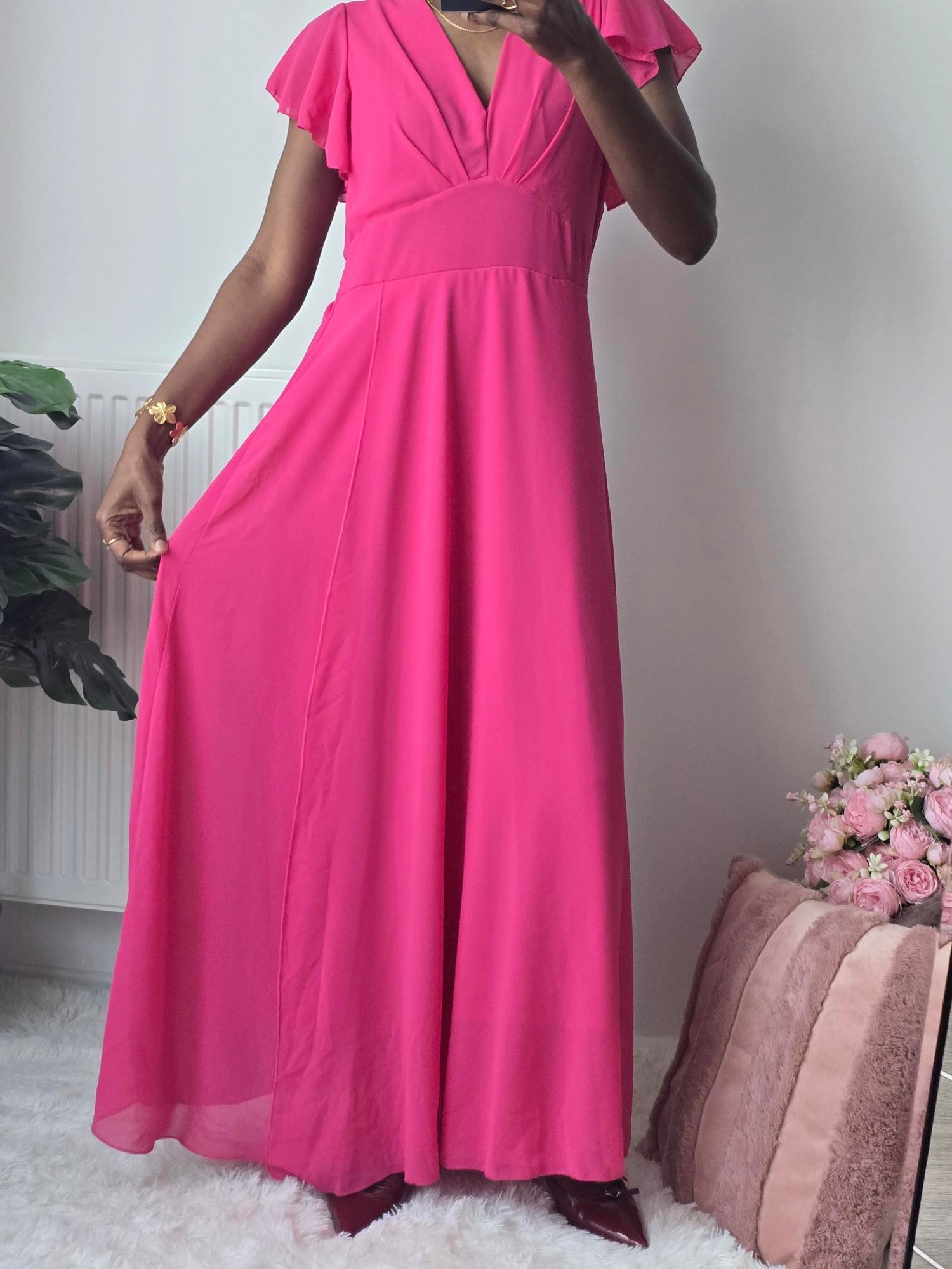 Robe longue rose fuchsia plissée ✦ Élégance vibrante et sophistication La Chica