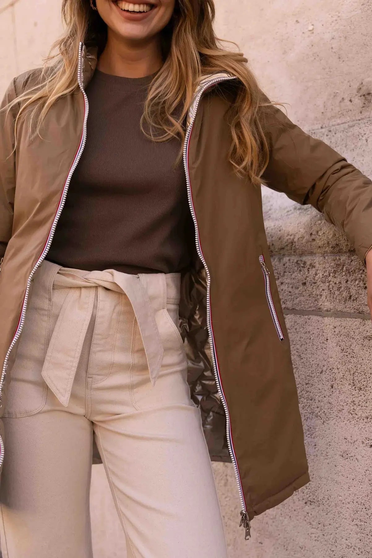 DOUDOUNE LONGUE REVERSIBLE CAMEL DORE LAURA JO La Chica