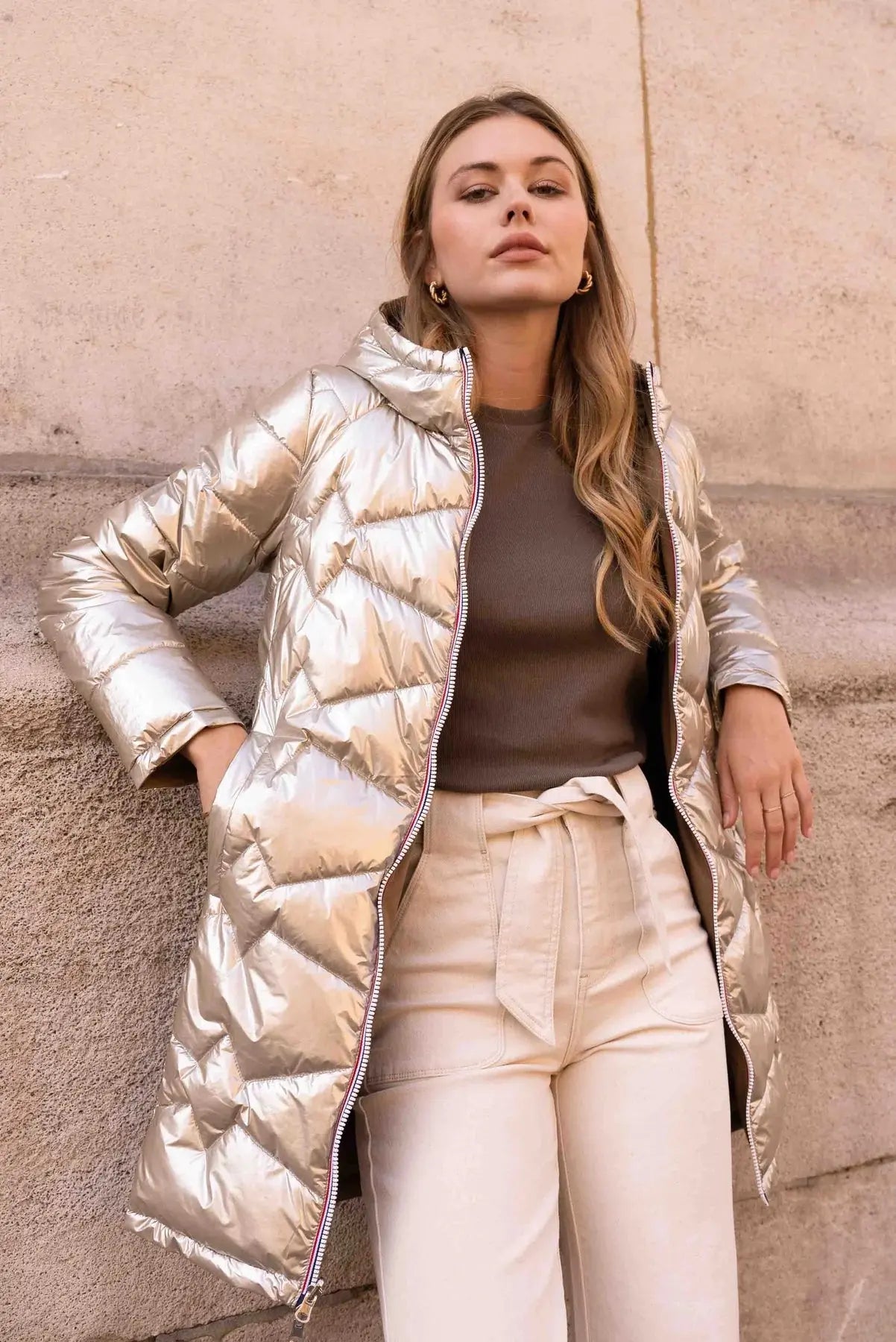DOUDOUNE LONGUE REVERSIBLE CAMEL DORE LAURA JO La Chica