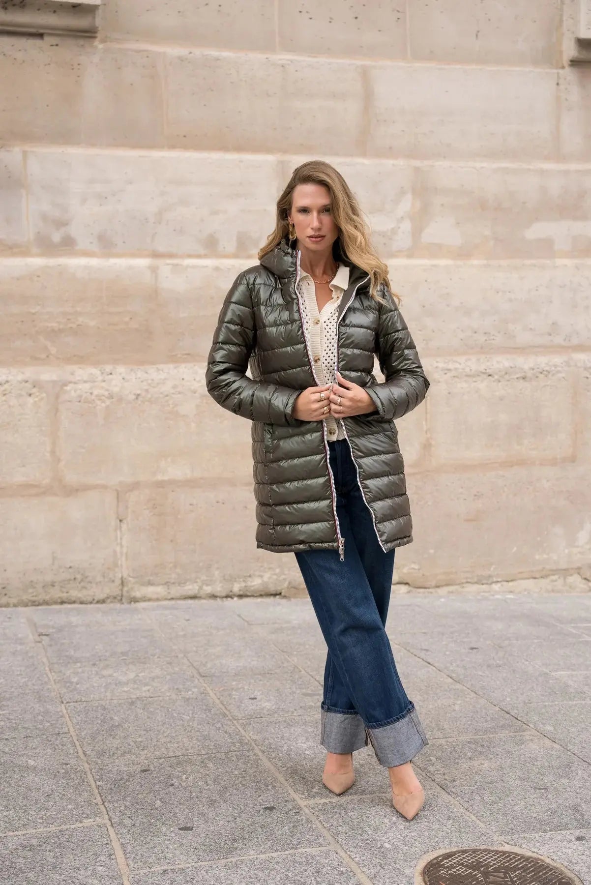 DOUDOUNE LONGUE REVERSIBLE KAKI LAURA JO La Chica