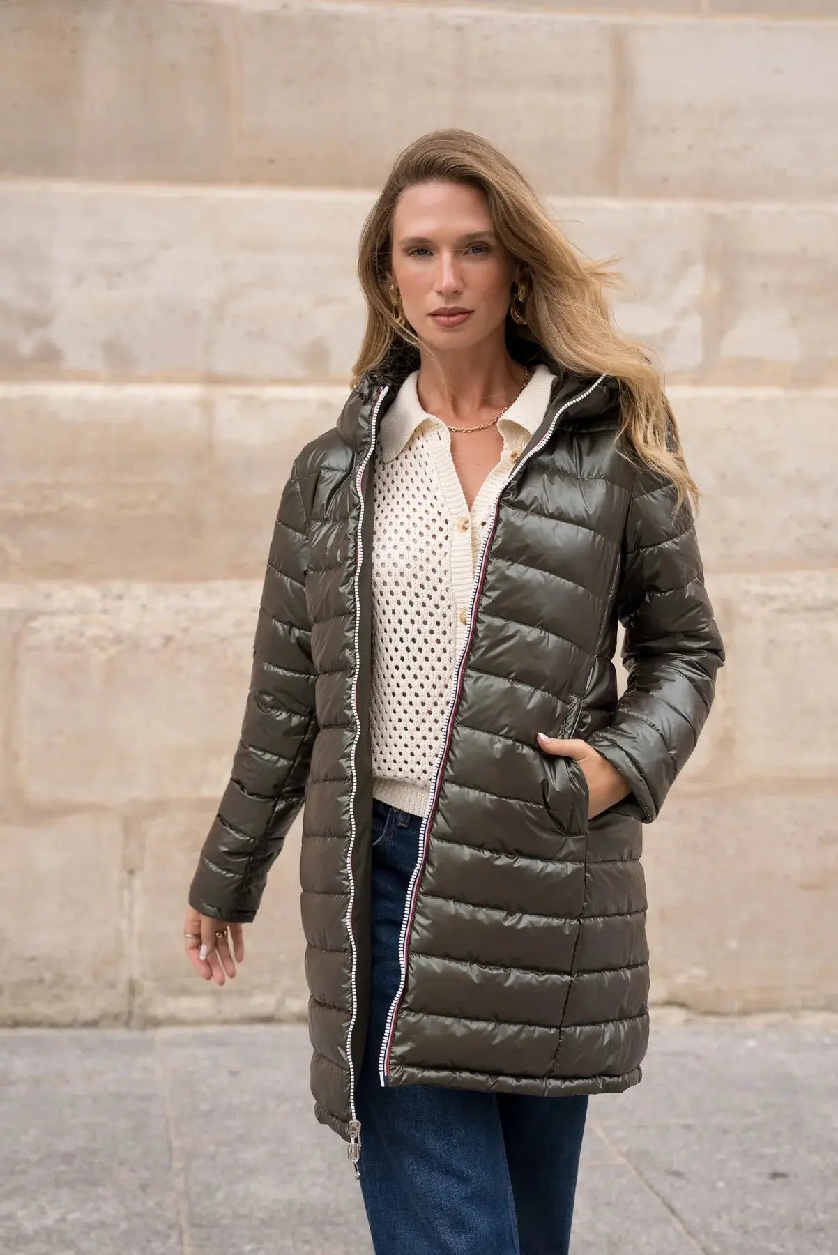 DOUDOUNE LONGUE REVERSIBLE KAKI LAURA JO La Chica