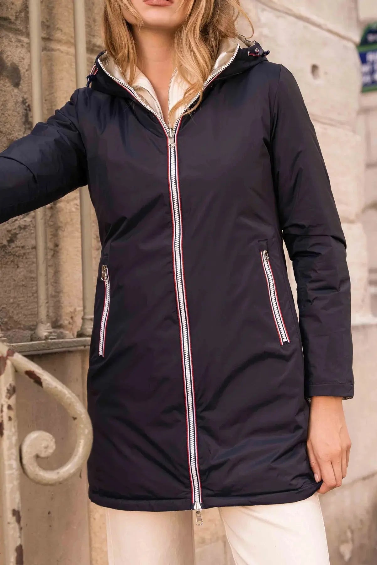 DOUDOUNE LONGUE REVERSIBLE MARINE DORE LAURA JO La Chica