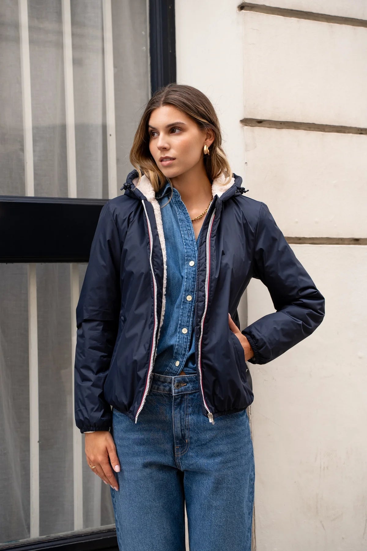 Imperméable marine vue de dos femme – La Chica