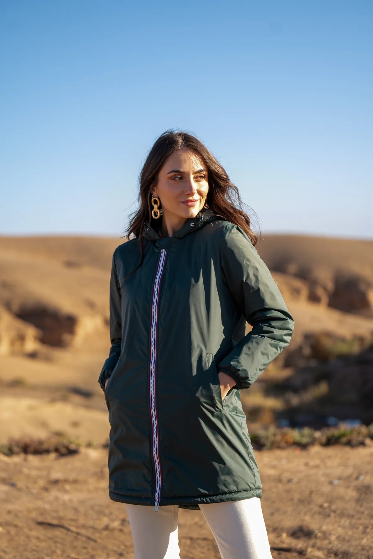 IMPERMEABLE LONG FOURRE VERT La Chica