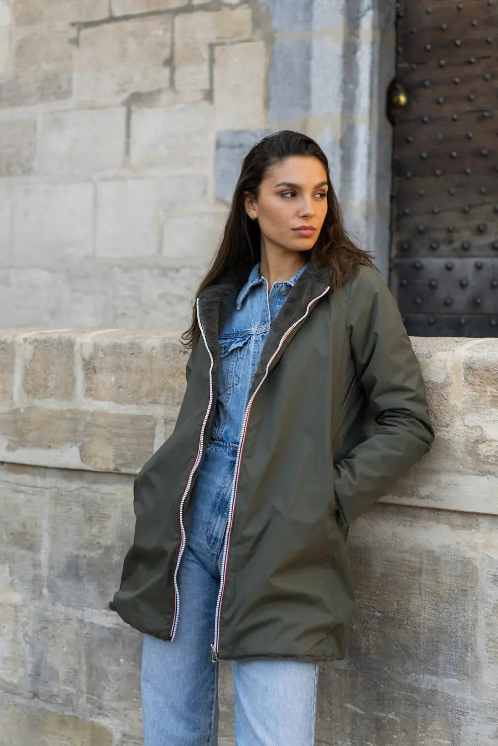IMPERMEABLE LONG FOURRE LAURA JO KAKI La Chica