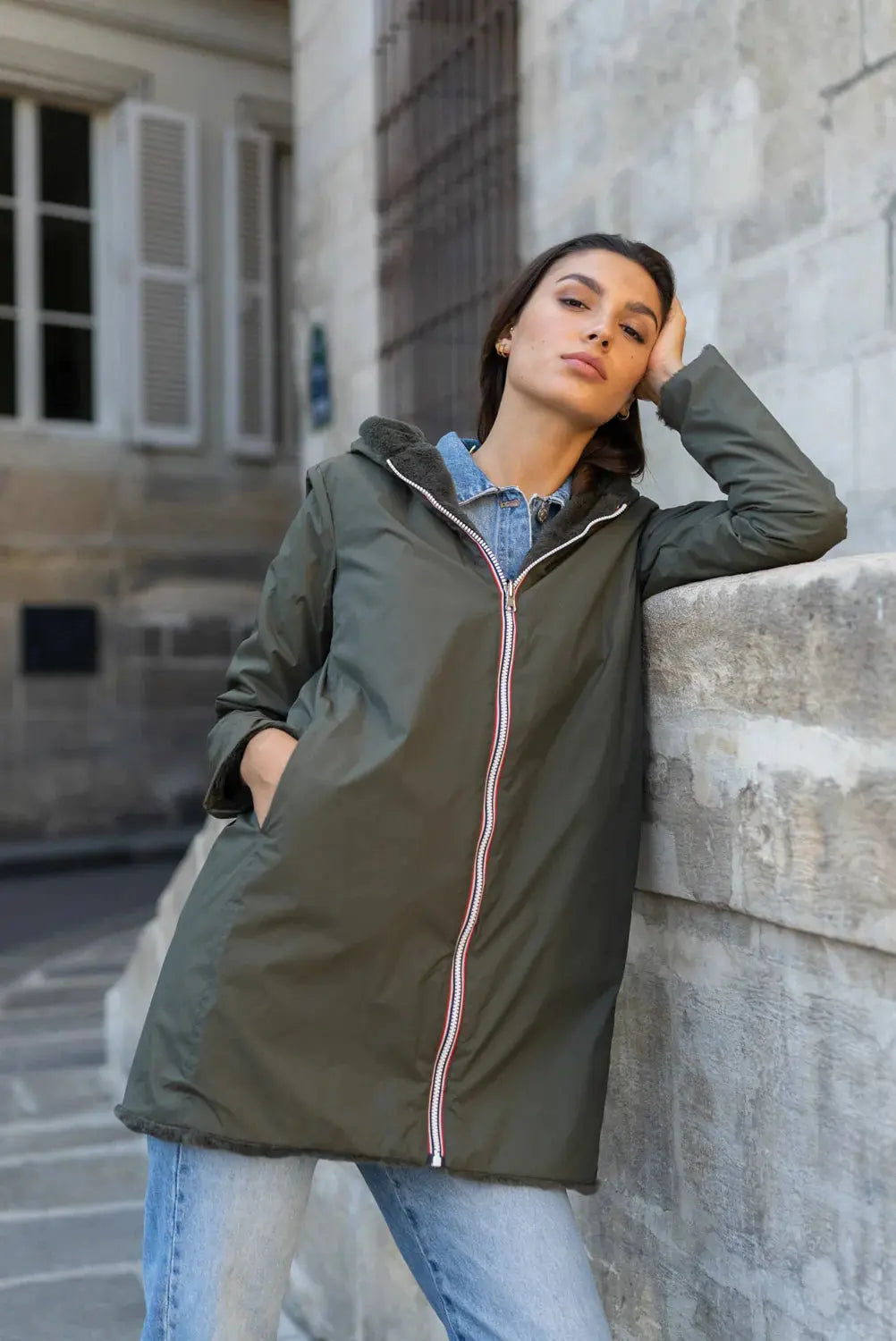 IMPERMEABLE LONG FOURRE LAURA JO KAKI La Chica