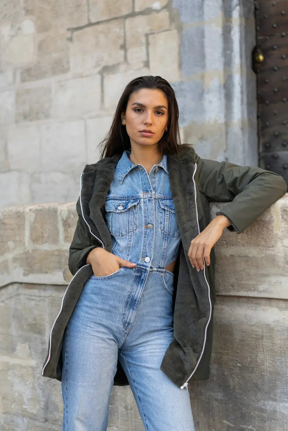 IMPERMEABLE LONG FOURRE LAURA JO KAKI La Chica