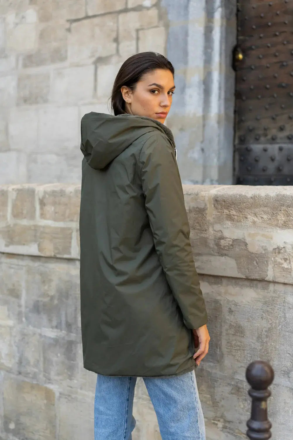 IMPERMEABLE LONG FOURRE LAURA JO KAKI La Chica