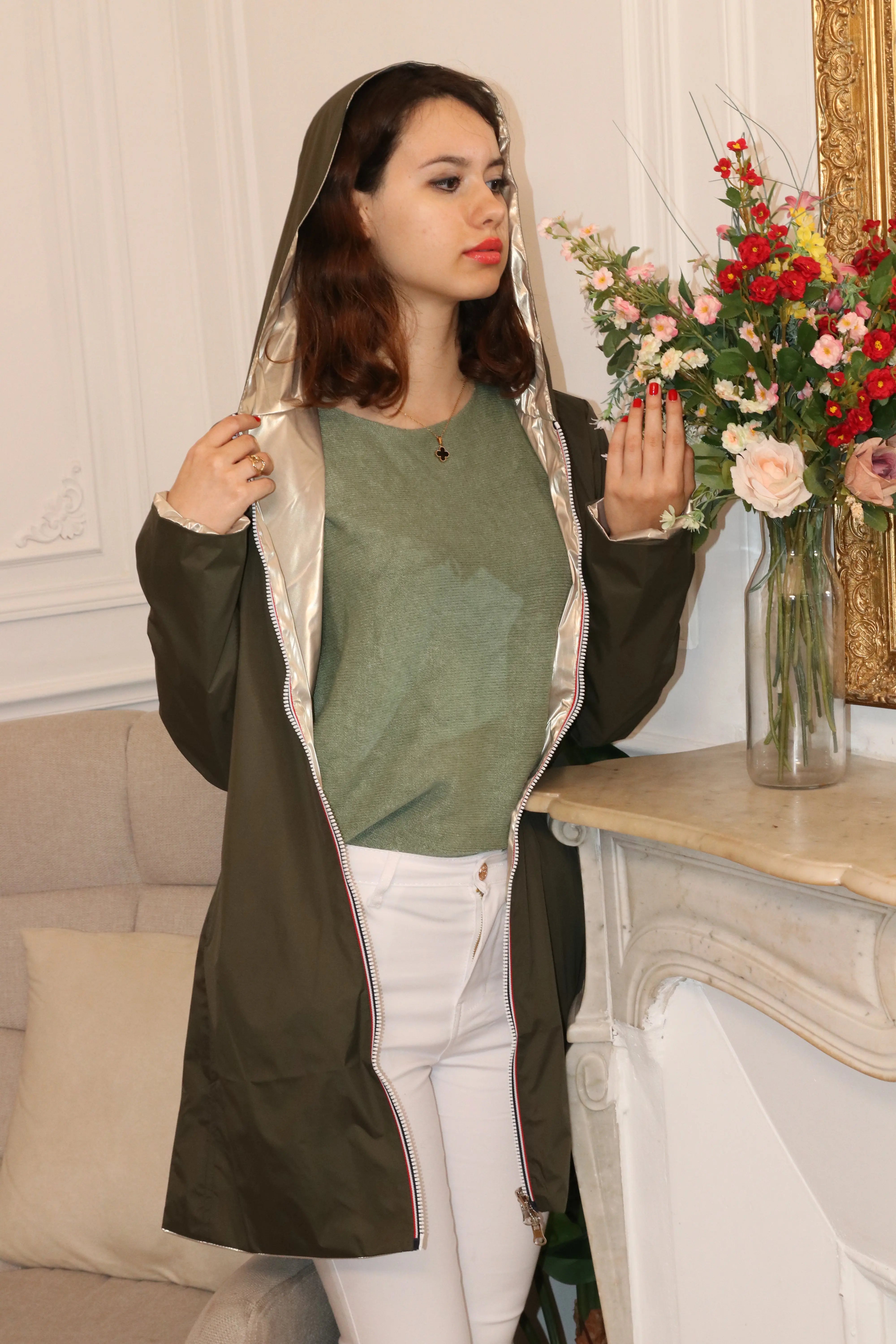 IMPERMEABLE LONG LEGER KAKI DORE LAURA JO La Chica