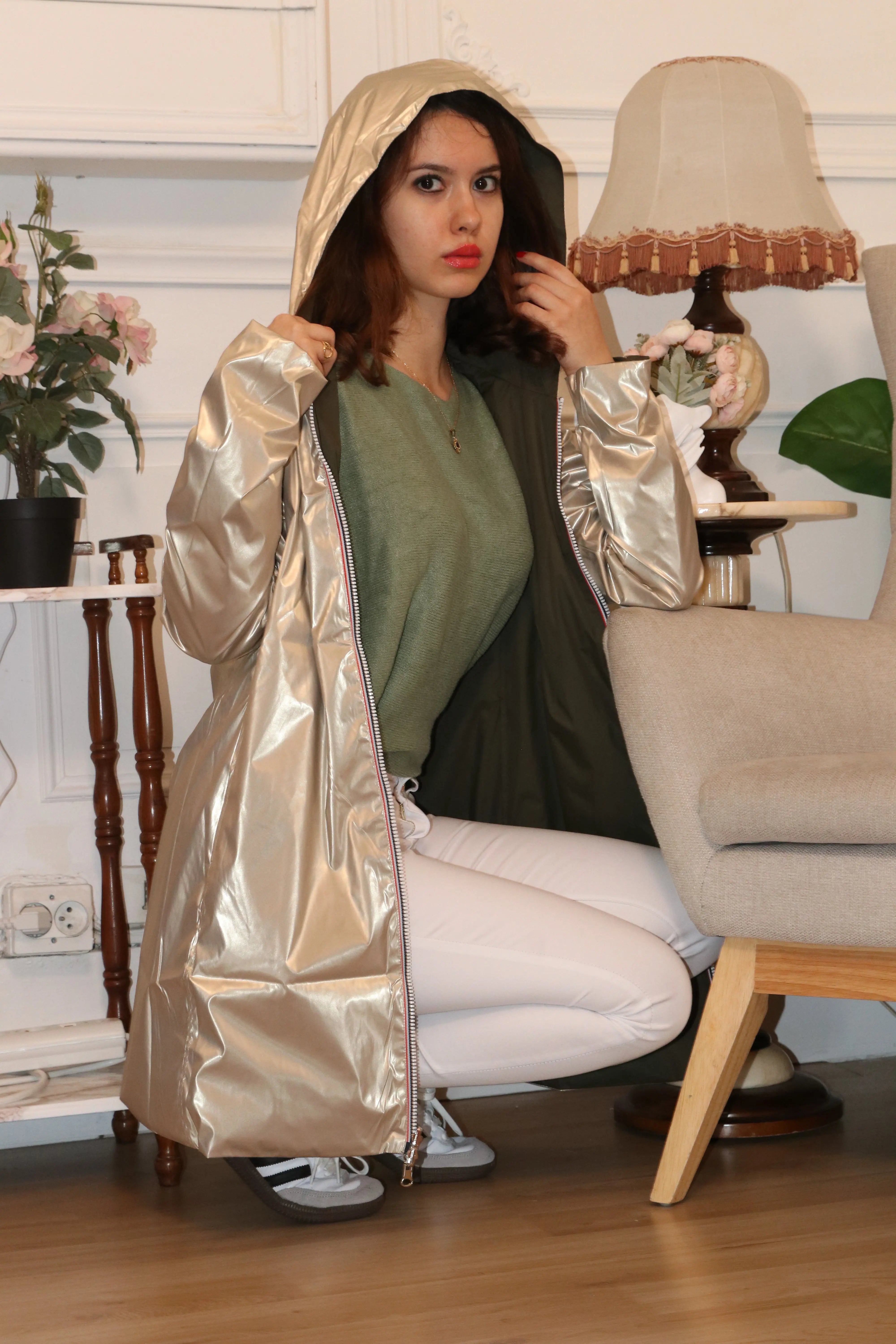 IMPERMEABLE LONG LEGER KAKI DORE LAURA JO La Chica