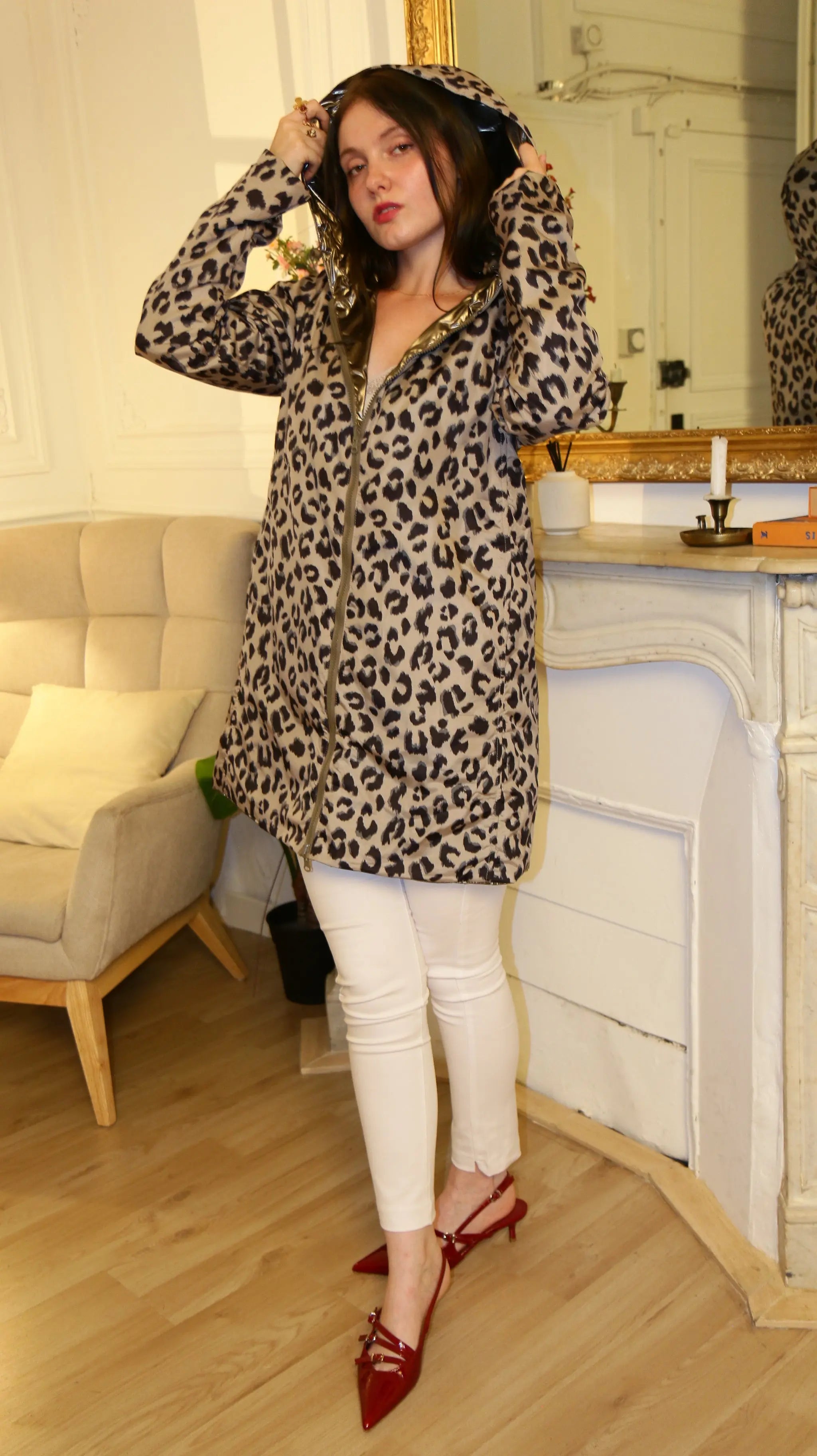 IMPERMEABLE LONG MI SAISON LAURA JO LEOPARD BRONZE La Chica