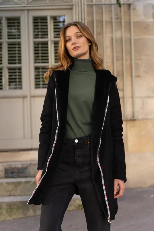 PARKA IMPERMEABLE FOURRE LONG NOIRE La Chica