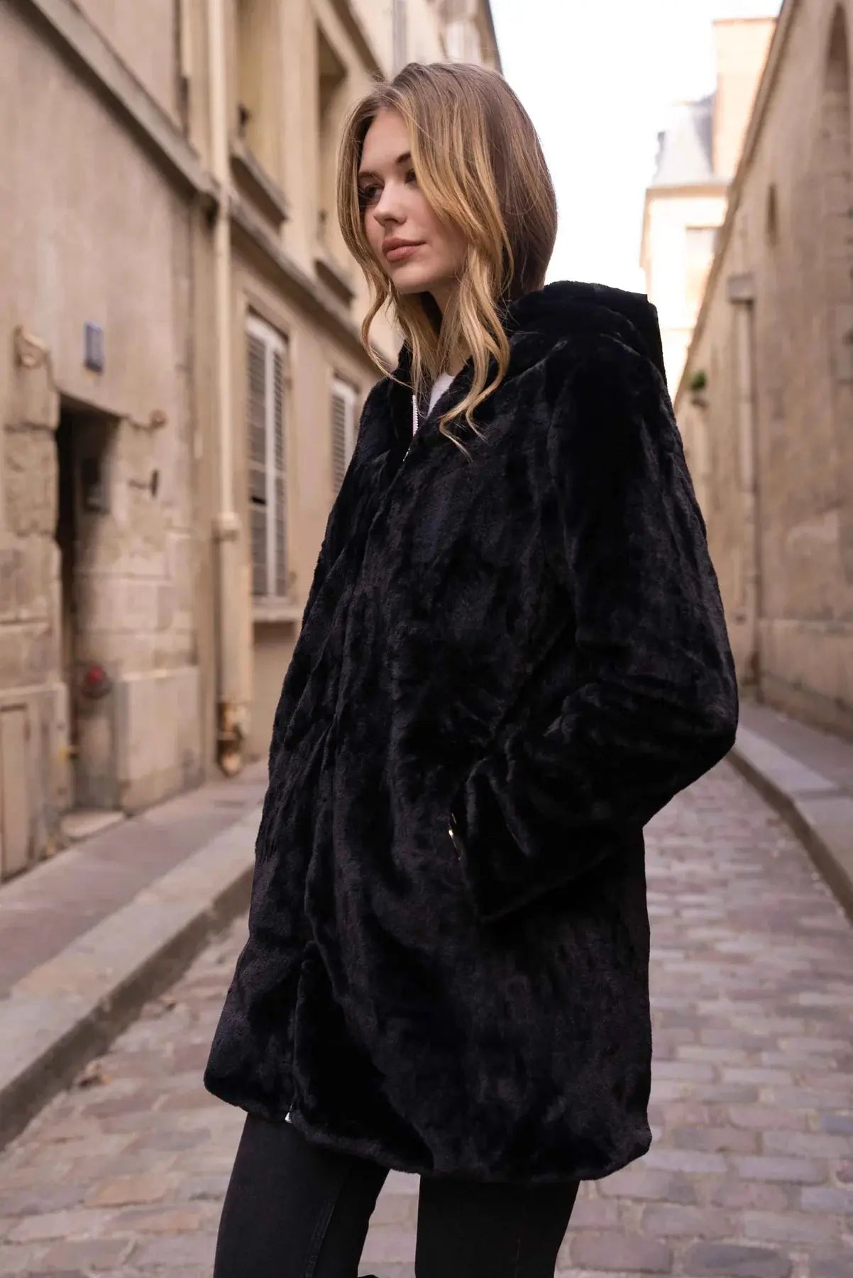 PARKA IMPERMEABLE FOURRE LONG NOIRE La Chica