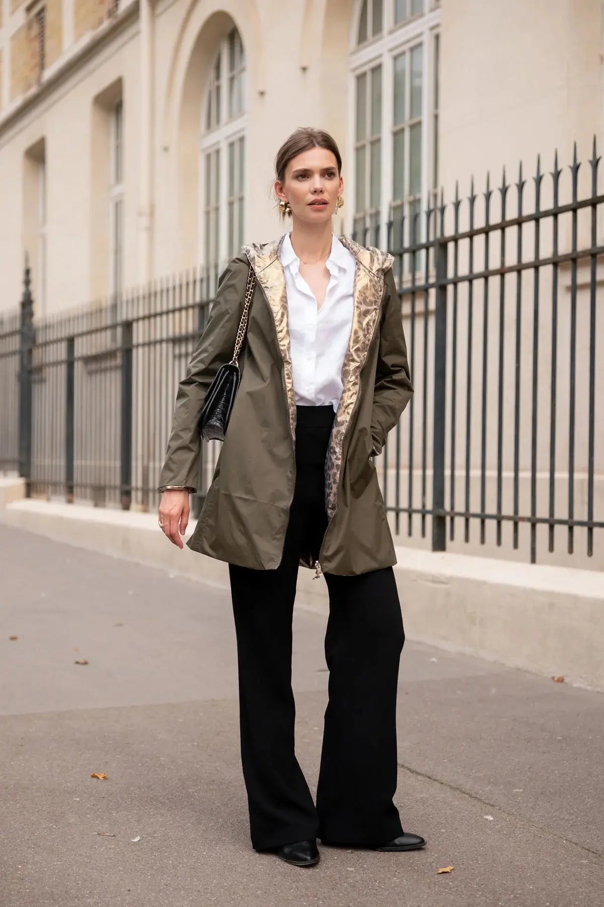 PARKA IMPERMEABLE LONG LEGERE REVERSIBLE LAURA JO KAKI LEOPARD La Chica