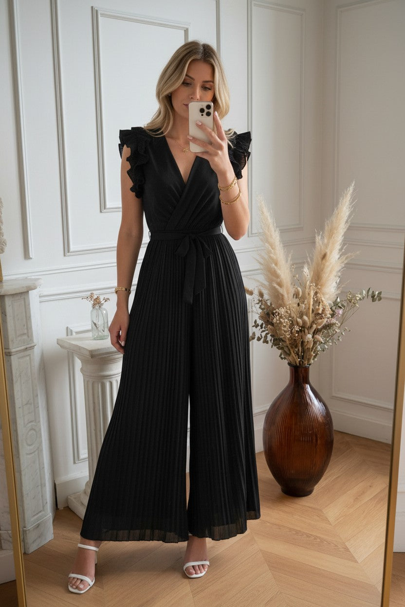 Combinaison Plissée ✦ Noir ✦ Chic Intemporel & Élégance La Chica