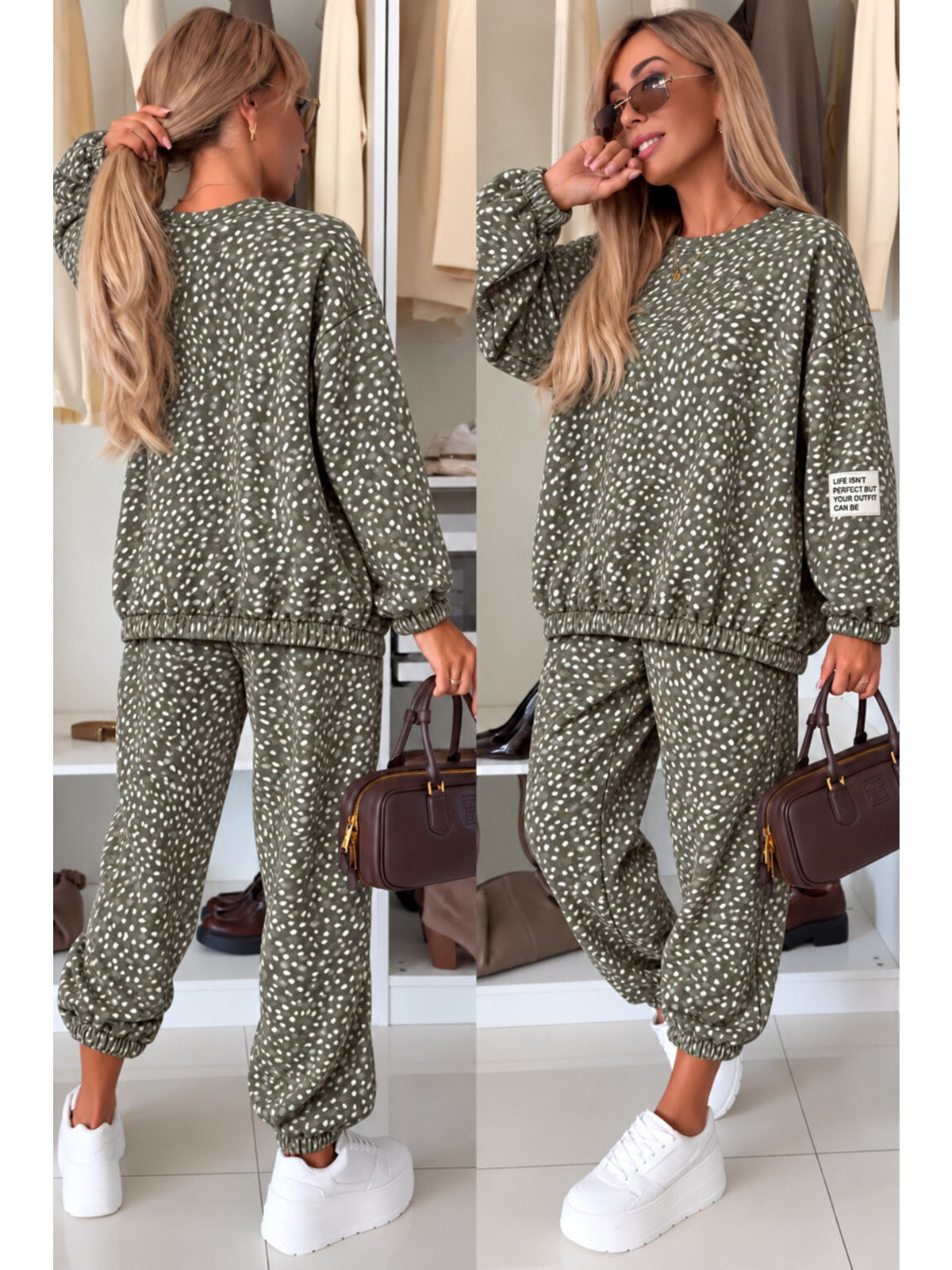 Ensemble sweat et pantalon jogging imprimé Bambi kaki pour femme, La Chica