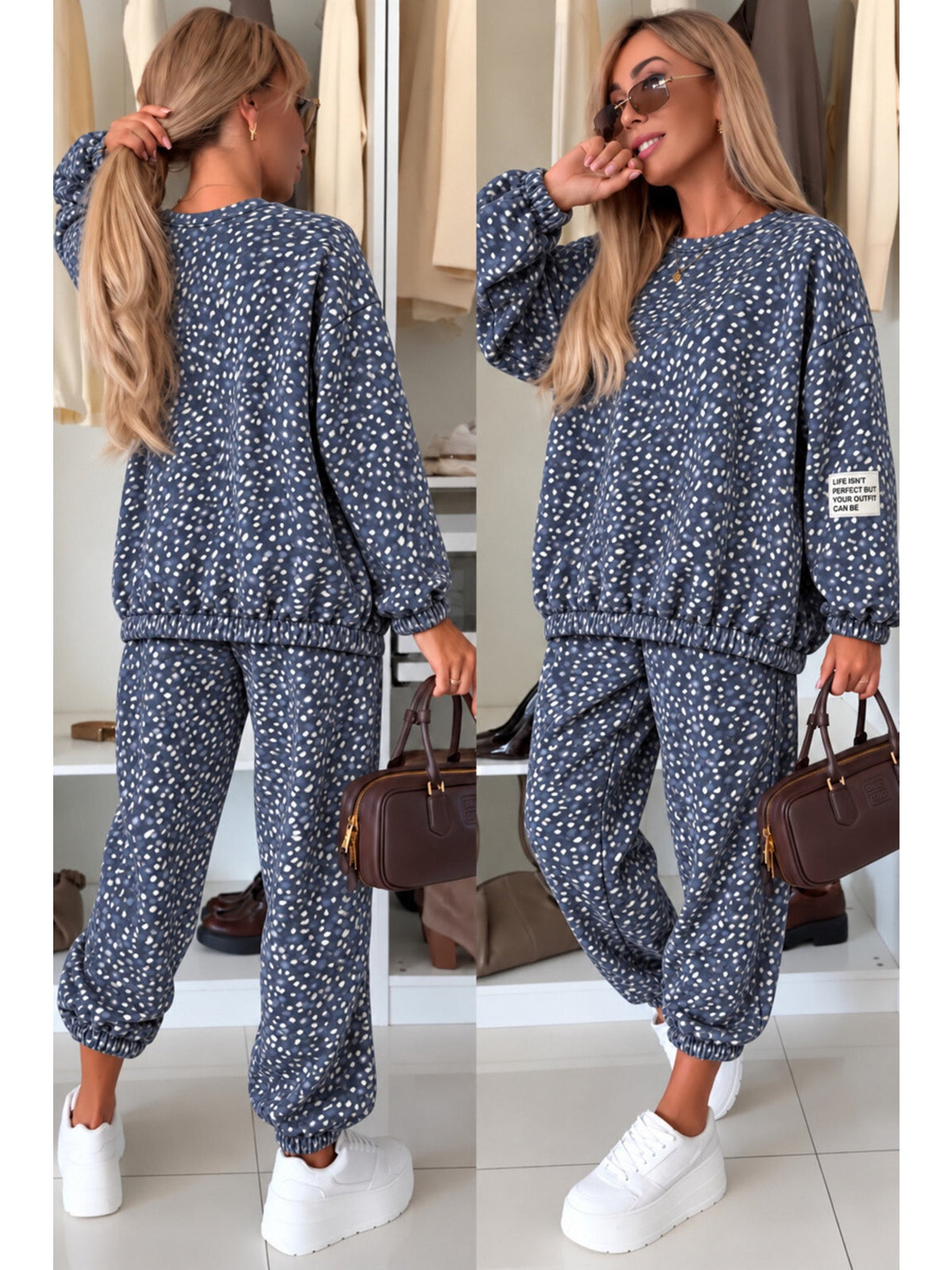Ensemble sweat et pantalon jogging imprimé Bambi marine pour femme, La Chica