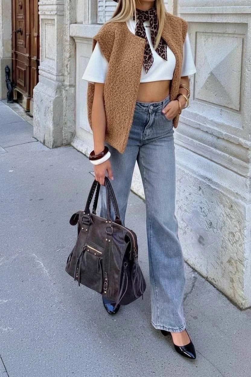 Gilet sans manches effet bouclette camel pour femme – La Chica