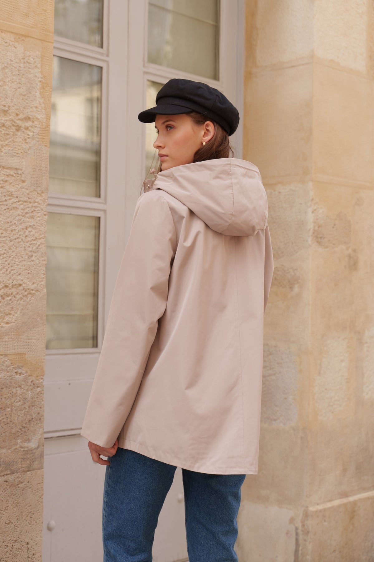 Parka imperméable courte 3 en 1 beige pour femme – vue 4