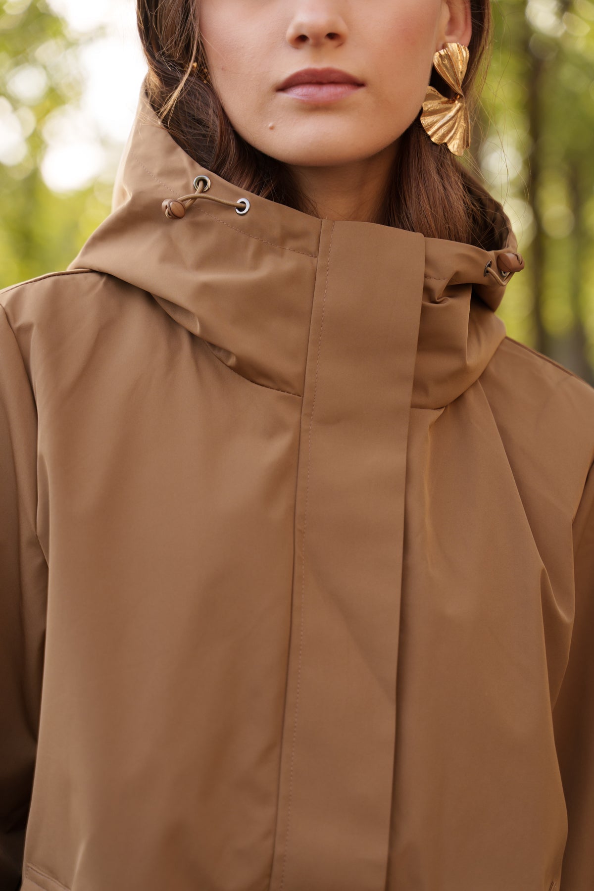 Parka imperméable courte 3 en 1 camel pour femme – vue 6