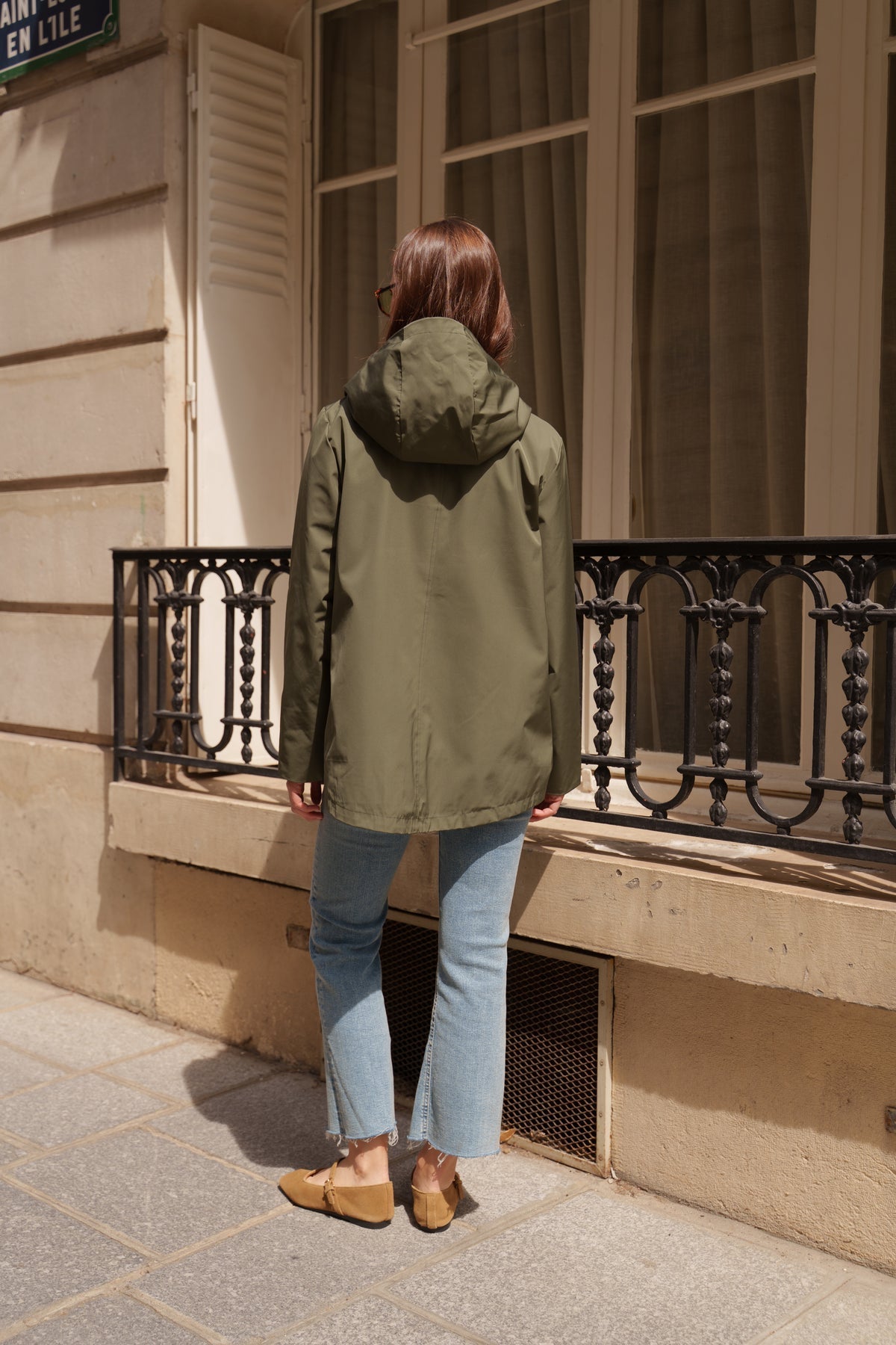 Parka imperméable courte 3 en 1 kaki pour femme – vue 3