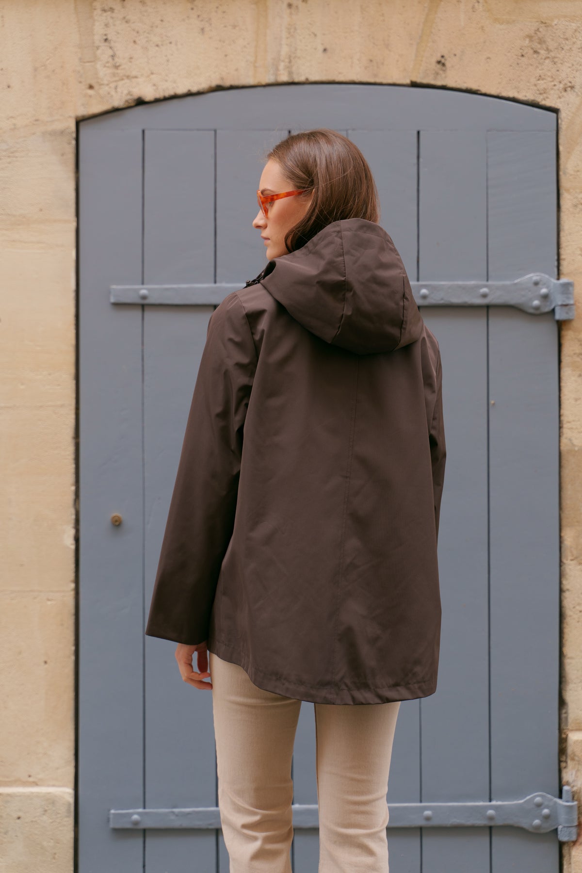 Parka imperméable courte 3 en 1 marron pour femme – vue 6