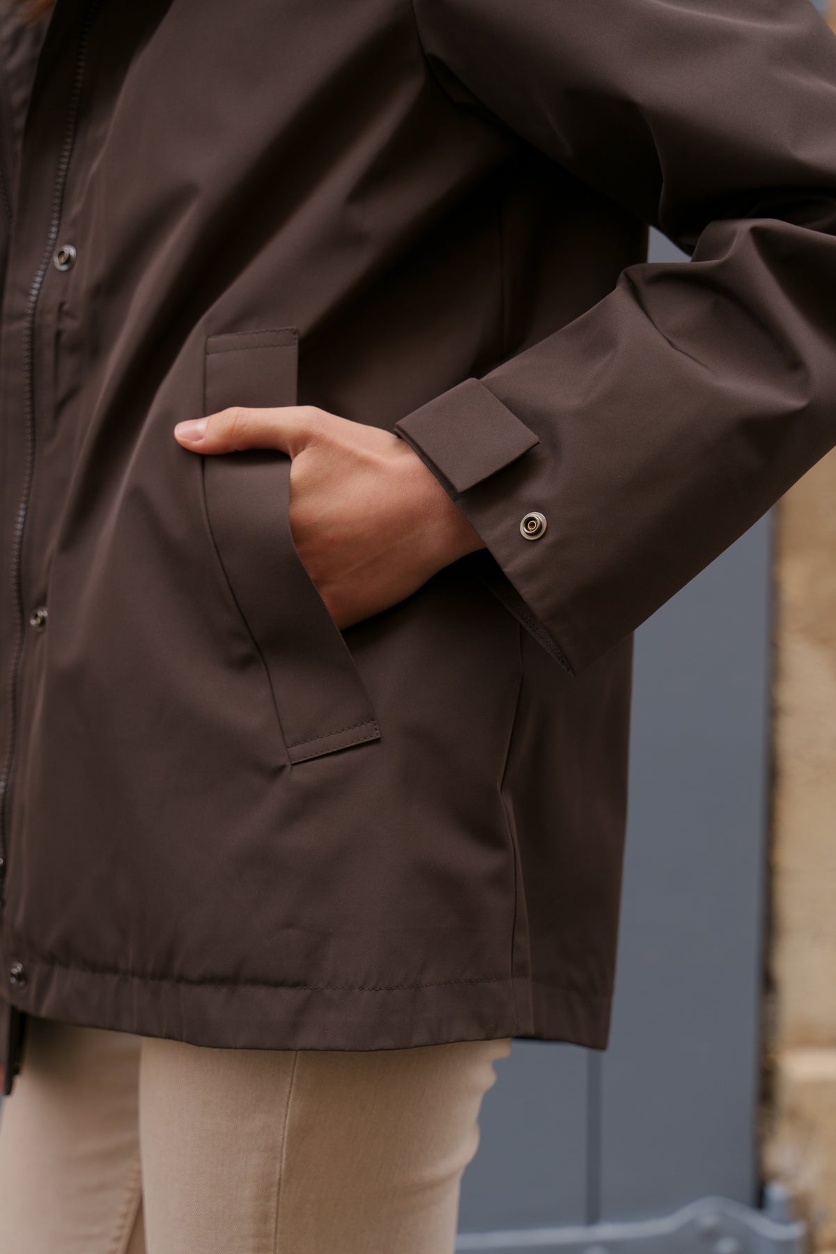 Parka imperméable courte 3 en 1 marron pour femme – vue 7