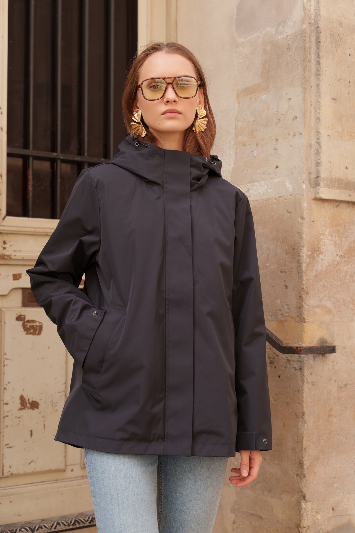 Parka imperméable courte 3 en 1 noir pour femme – vue 2