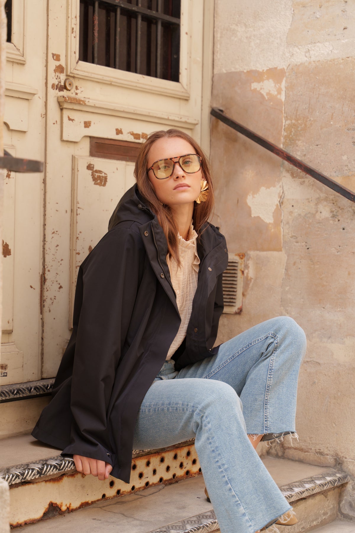 Parka imperméable courte 3 en 1 noir pour femme – vue 4