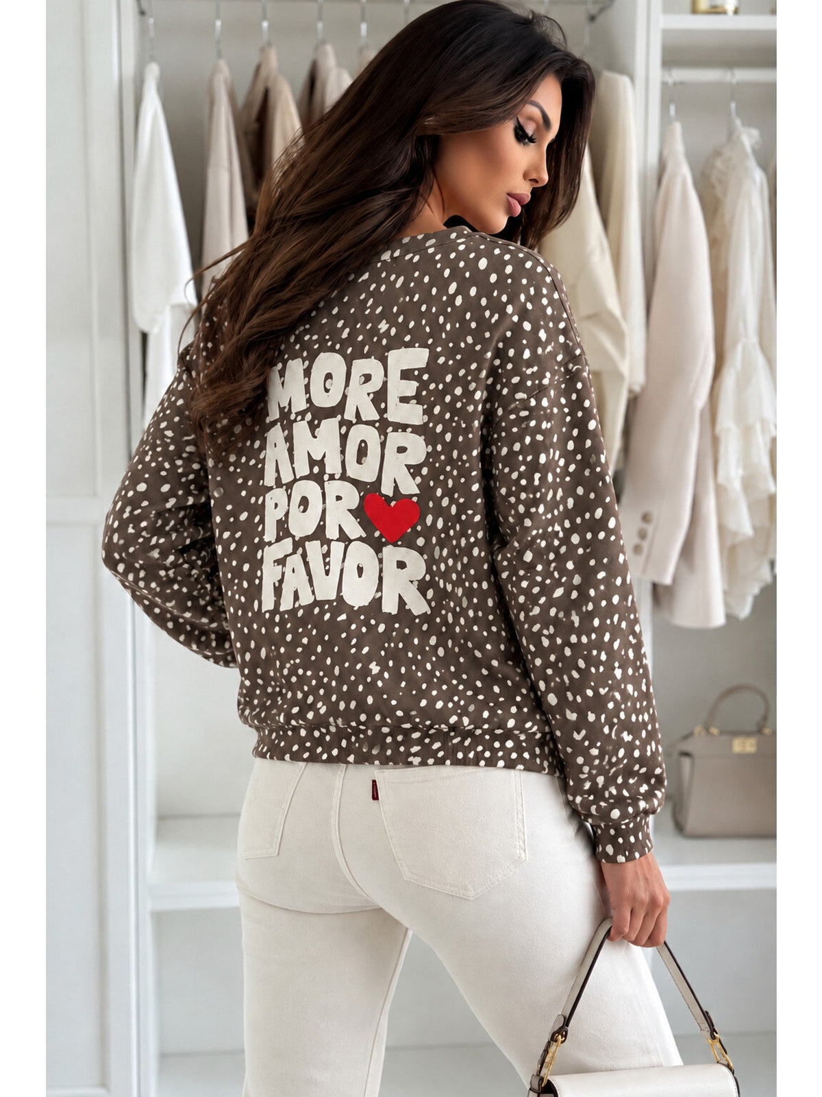 Sweat imprimé bambi More Amor Por Favor kaki pour femme, La Chica
