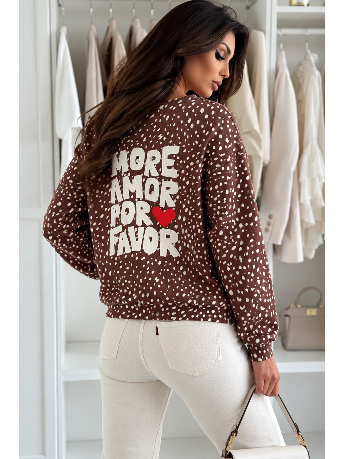 Sweat imprimé bambi More Amor Por Favor marron pour femme, La Chica